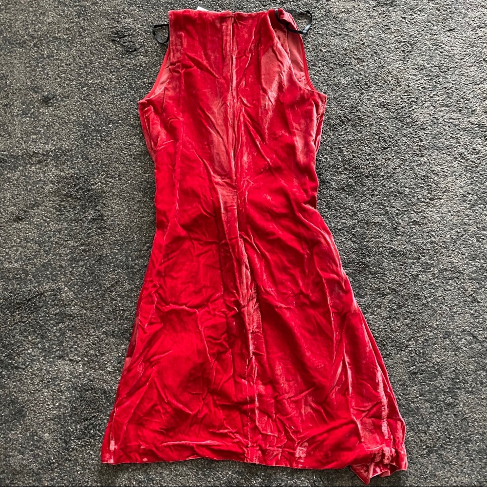 925 Kenneth Cole red velvet faux wrap dress - Picture 5 of 5